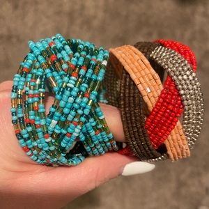 Beaded bangle cuff bracelets